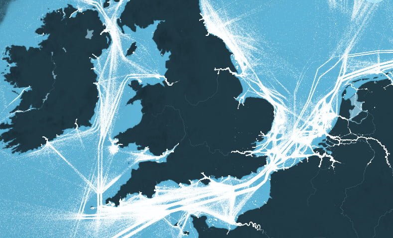 Map of the English Channel Shipping routes