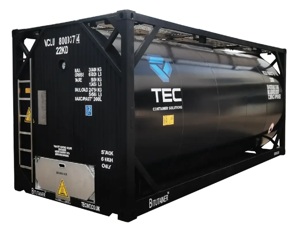 Soft-clad IMDG bitutainer for transporting bitumen